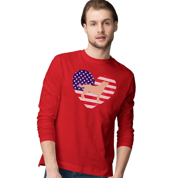USA Flag Yellow Lab Silhouette - Adult Unisex Long Sleeve T-Shirt