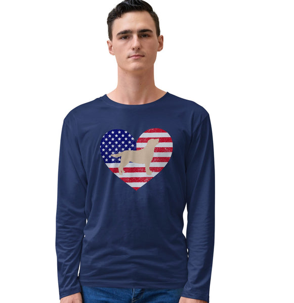 USA Flag Yellow Lab Silhouette - Adult Unisex Long Sleeve T-Shirt