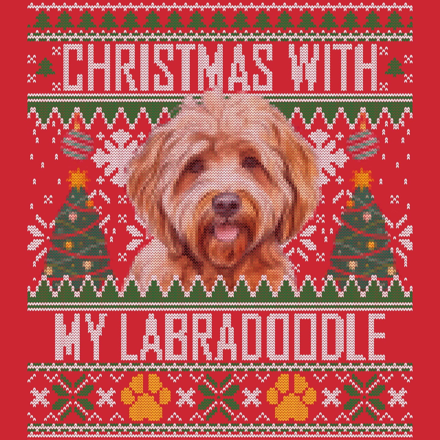 Ugly Sweater Christmas with My Labradoodle - Adult Unisex Long Sleeve T-Shirt