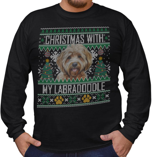 Ugly Sweater Christmas with My Labradoodle - Adult Unisex Long Sleeve T-Shirt