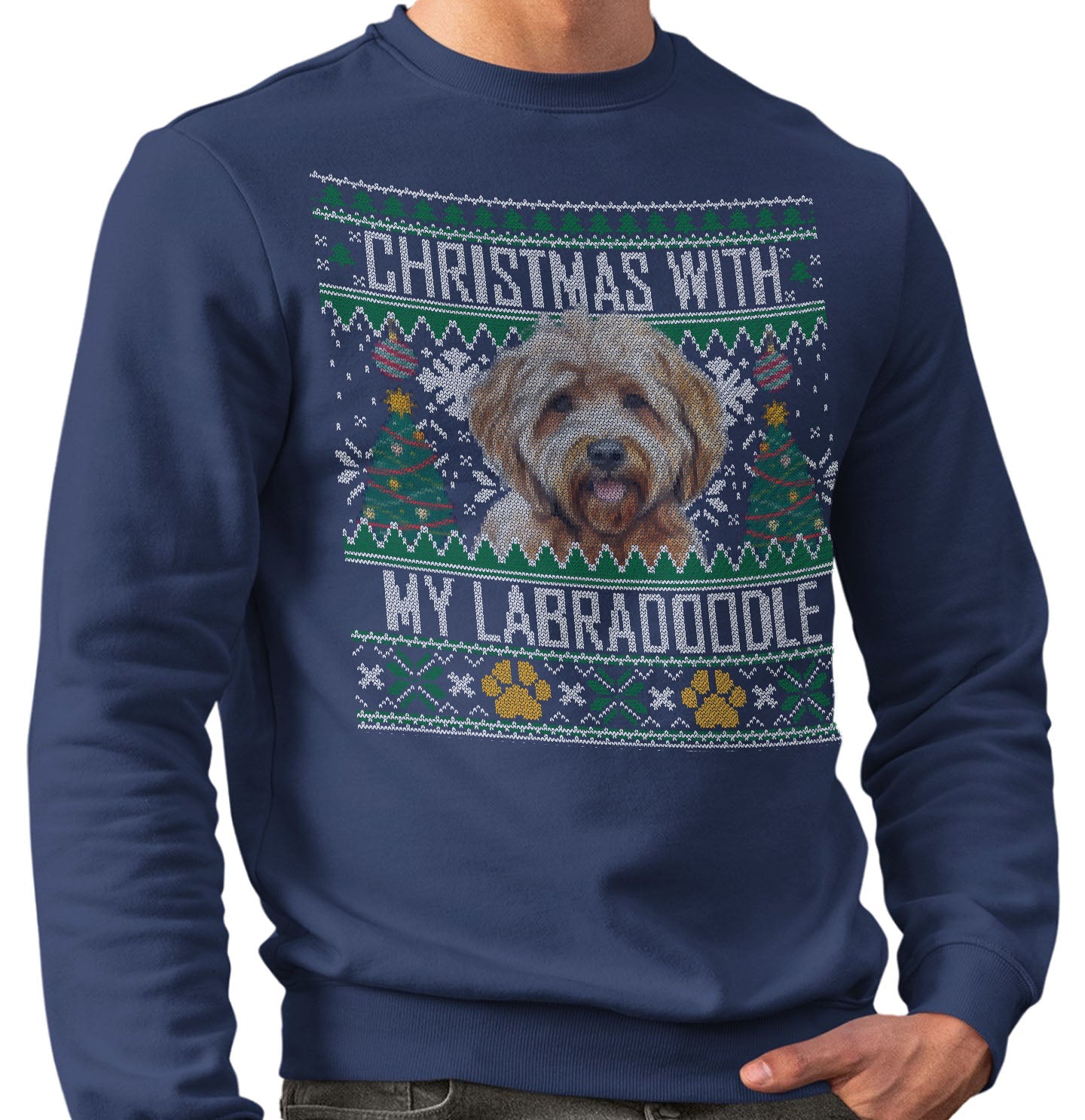 Ugly Sweater Christmas with My Labradoodle - Adult Unisex Crewneck Sweatshirt