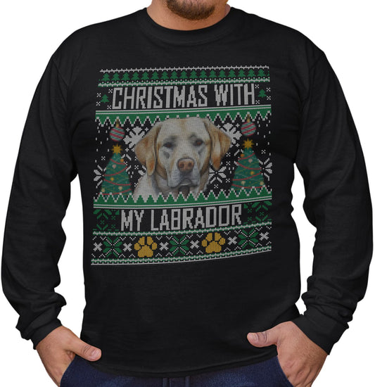 Ugly Sweater Christmas with My Labrador Retriever - Adult Unisex Long Sleeve T-Shirt