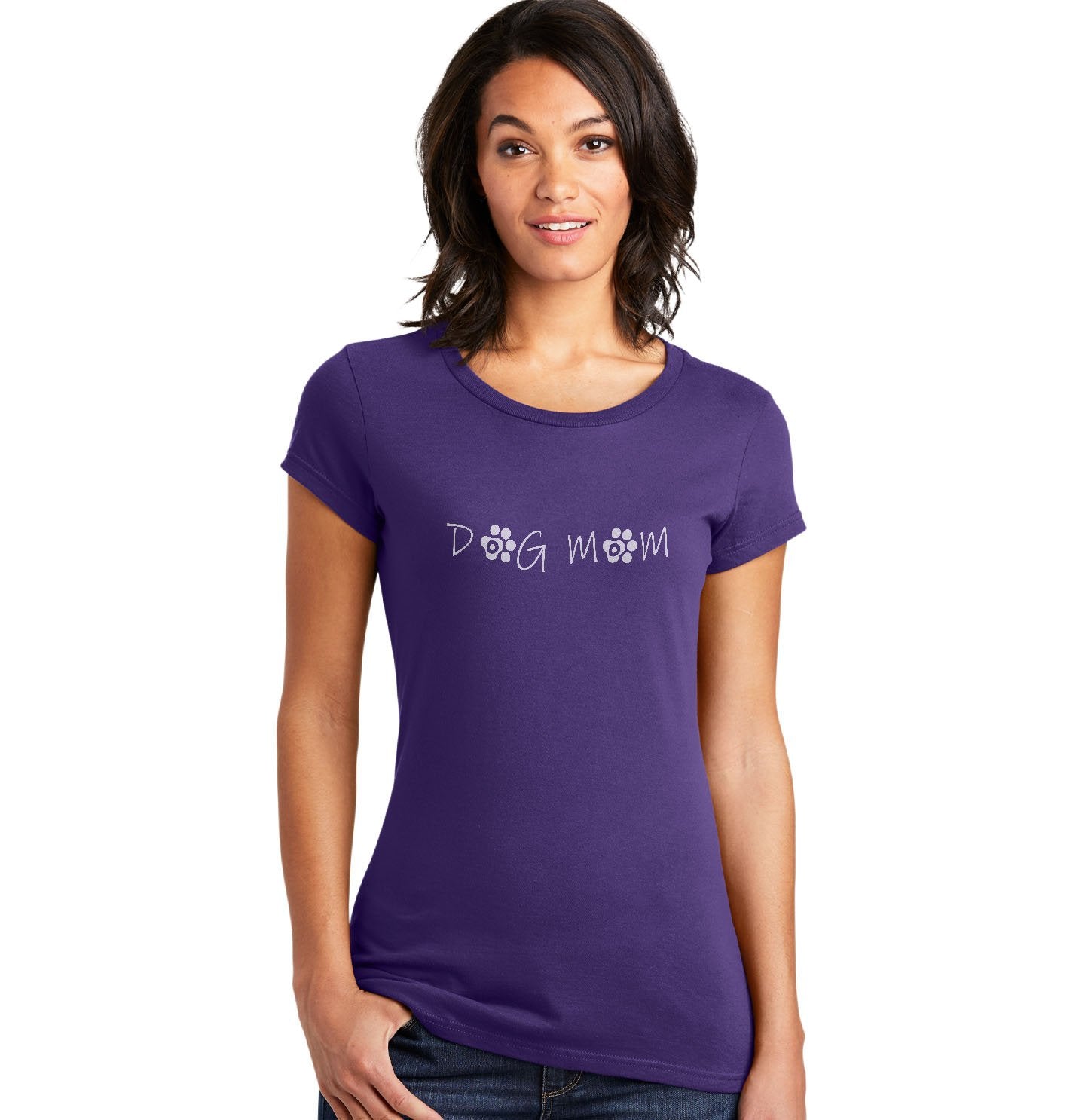 Dog Mom - Paw Text - Women's Fitted T-Shirt