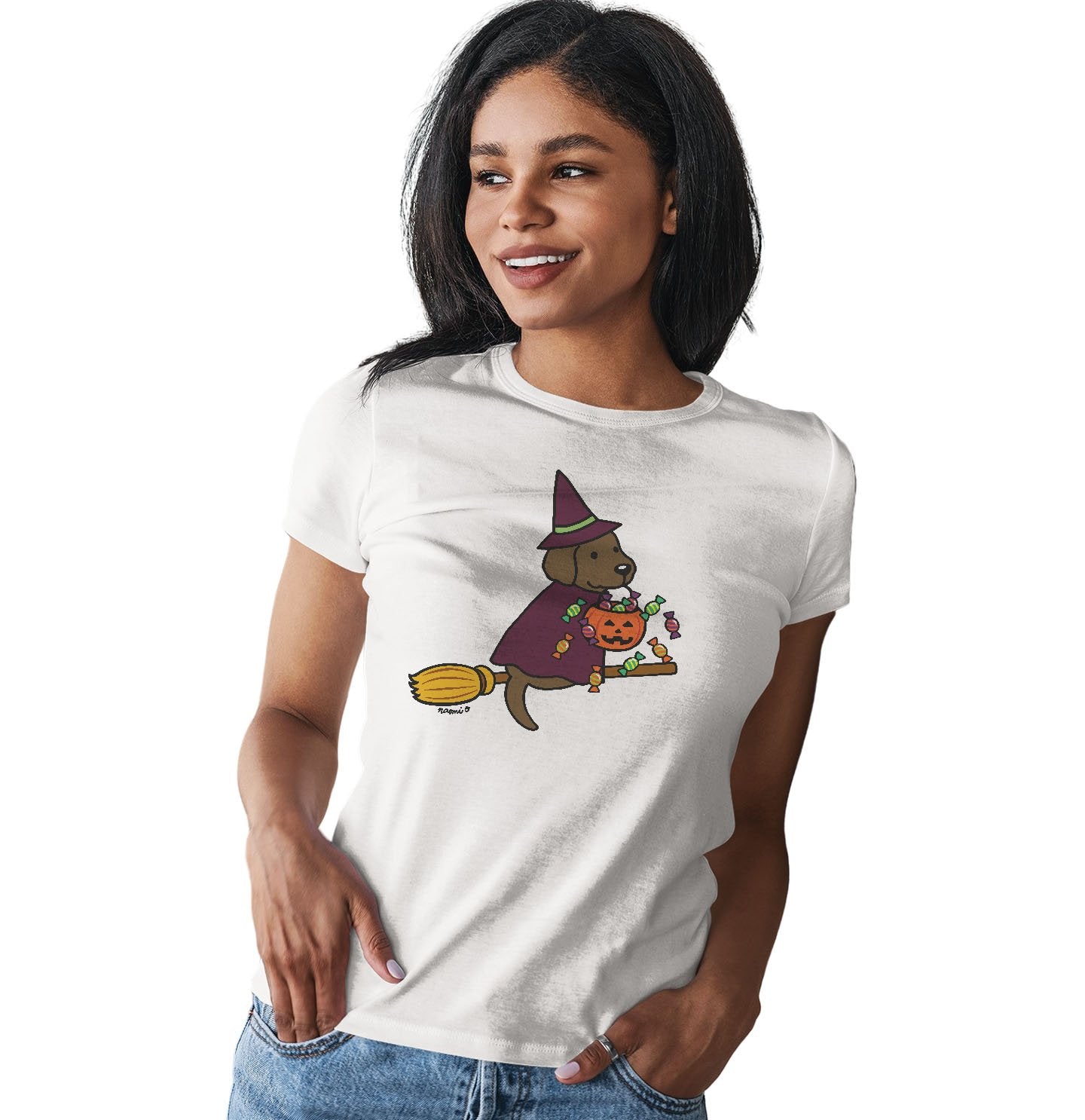 Chocolate Lab Witch - Women's Fitted T-Shirt