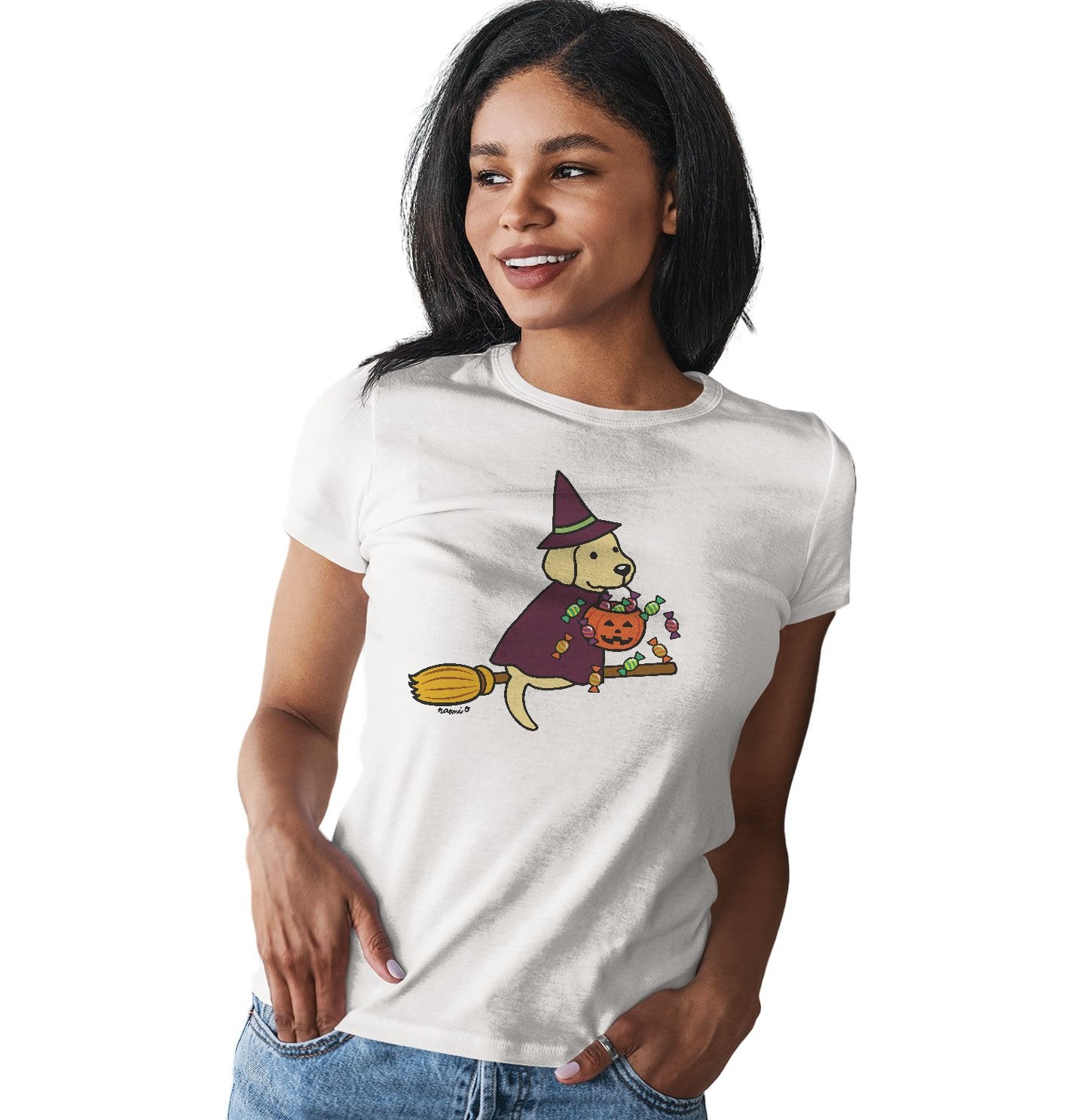 Yellow Lab Witch - Women's Fitted T-Shirt