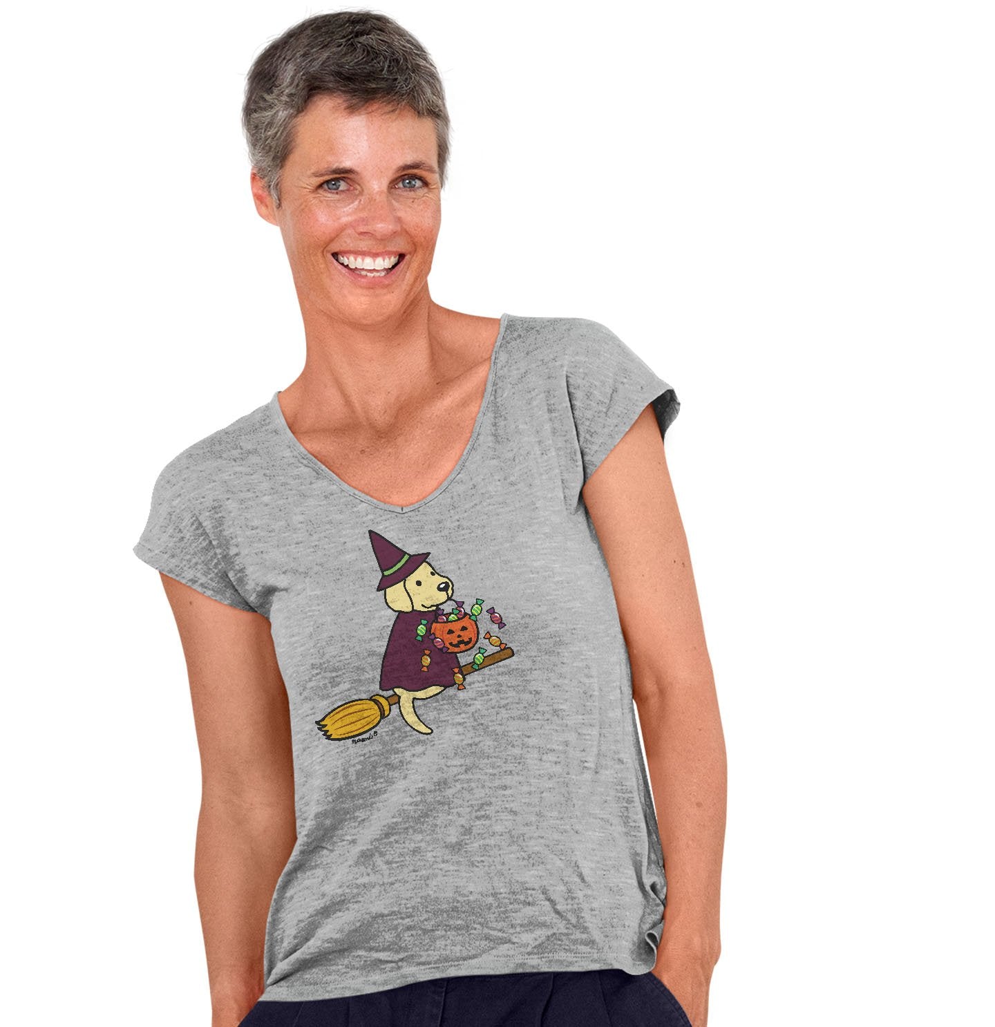 Yellow Lab Witch - Women's V-Neck T-Shirt