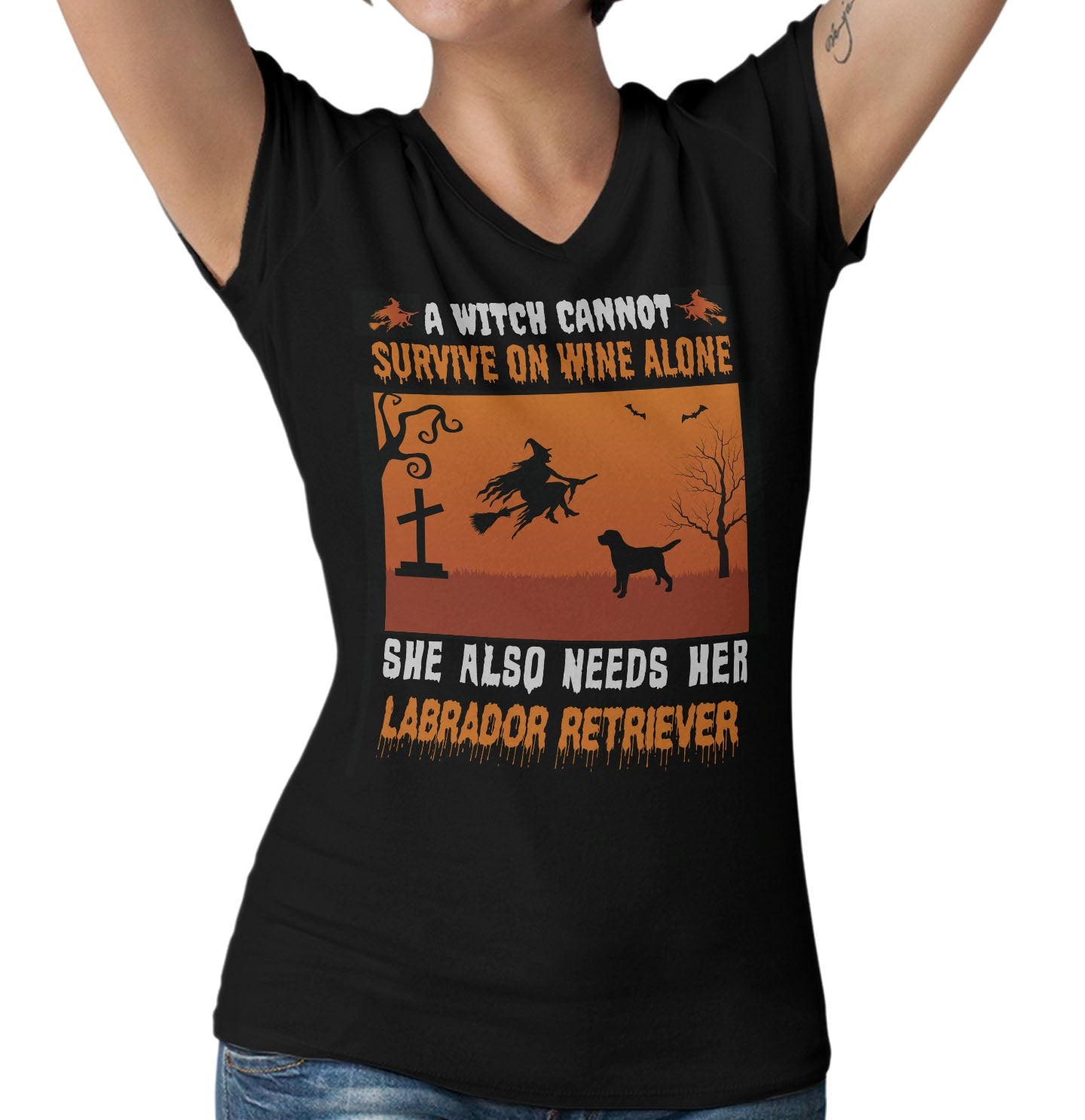 A Witch Needs Her Labrador Retriever - Women's V-Neck T-Shirt