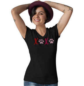 XOXO Dog Paws - Women's V-Neck Tee Shirt