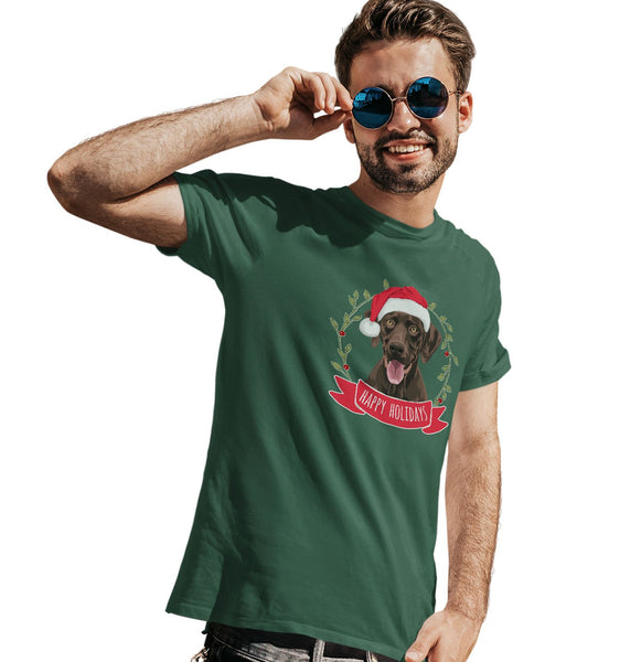 Happy Holidays Chocolate Labrador | Xmas Apparel | T-Shirt