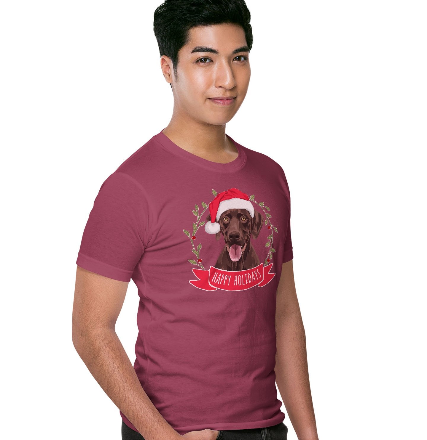 Happy Holidays Chocolate Lab - Adult Unisex T-Shirt