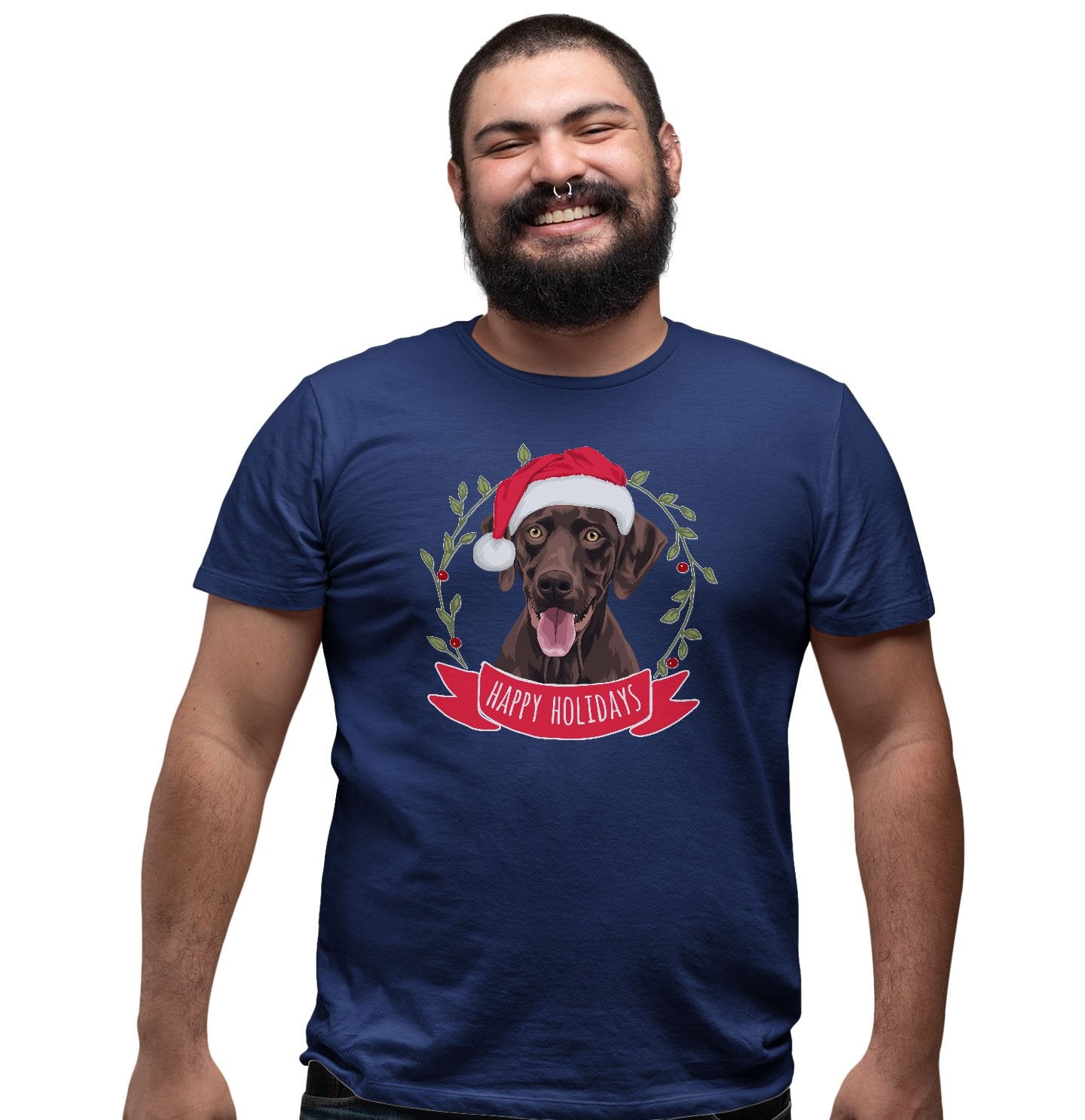 Happy Holidays Chocolate Lab - Adult Unisex T-Shirt