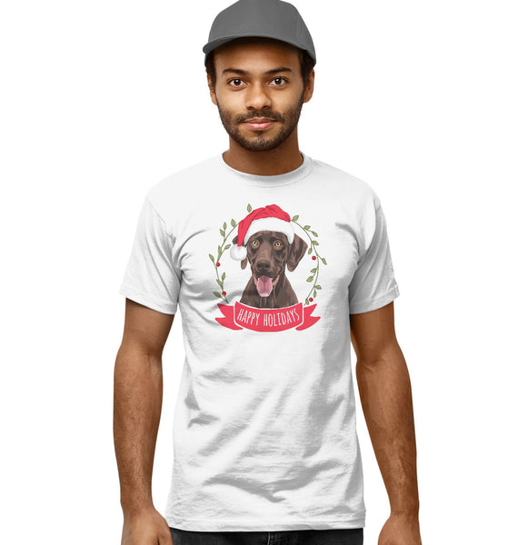 Happy Holidays Chocolate Lab - Adult Unisex T-Shirt