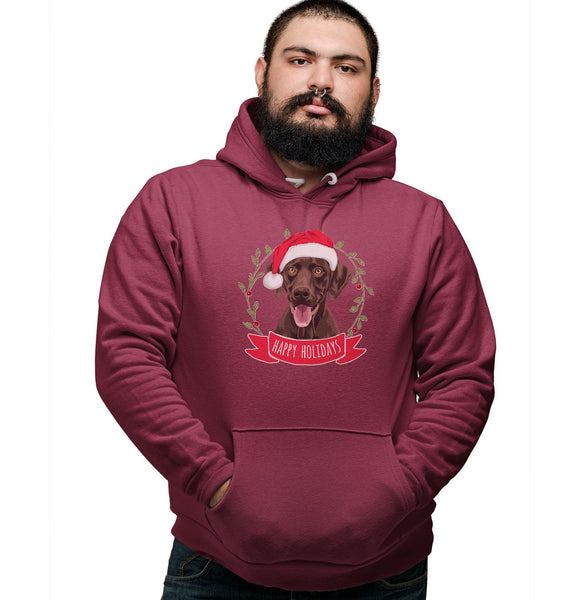 Happy Holidays Chocolate Lab - Adult Unisex Hoodie Sweatshirt