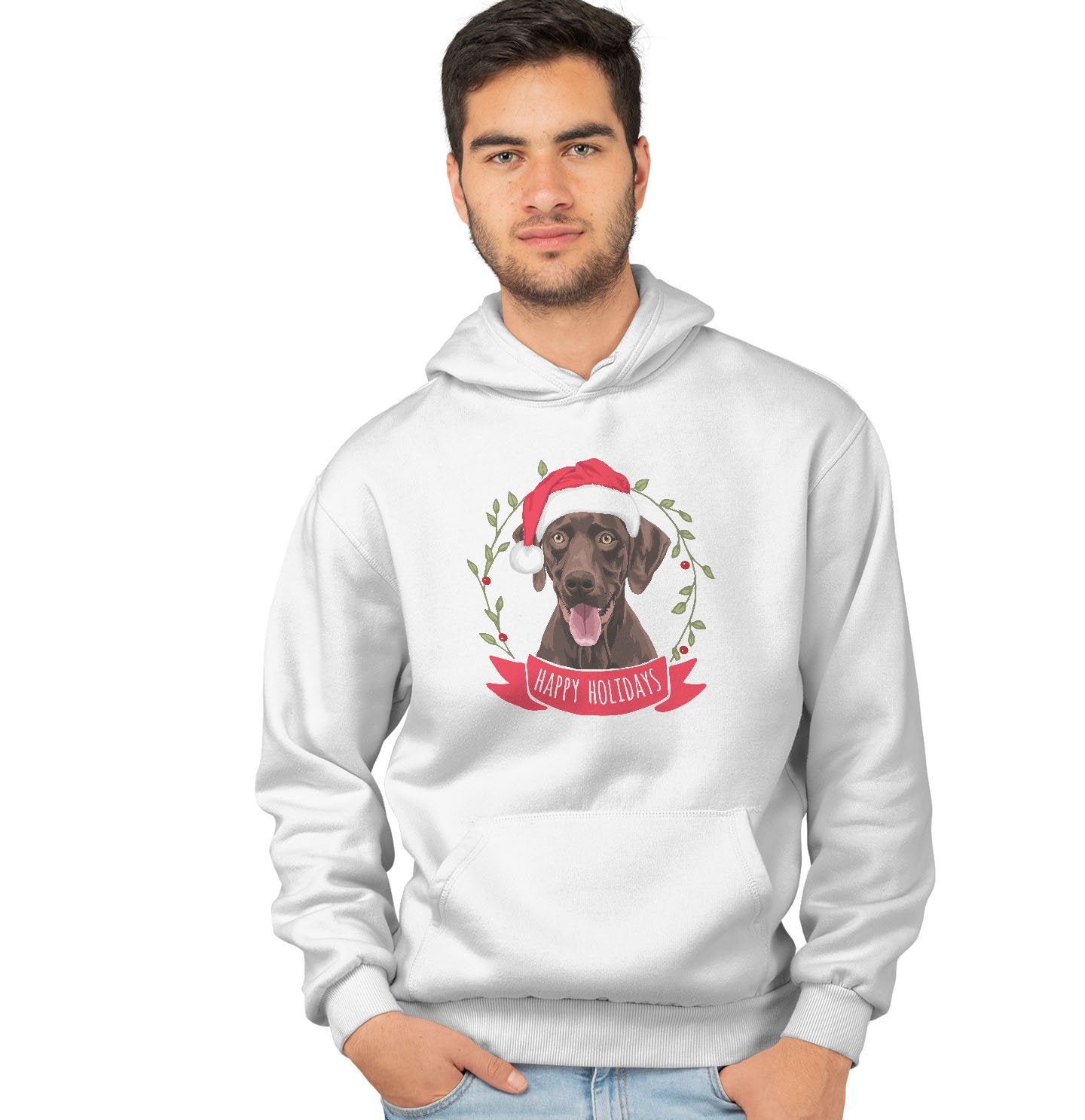 Happy Holidays Chocolate Labrador | Christmas Sweatshirt