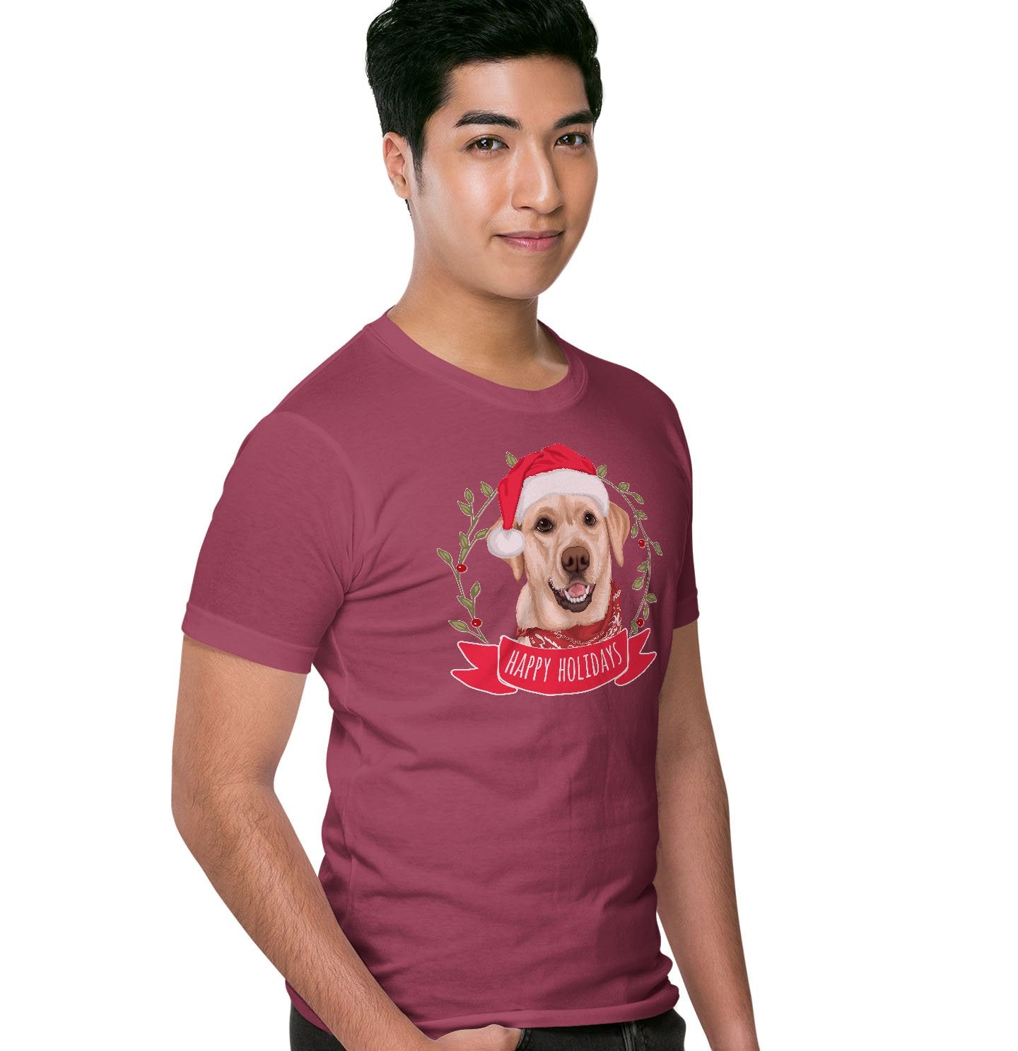 Happy Holidays Yellow Lab - Adult Unisex T-Shirt