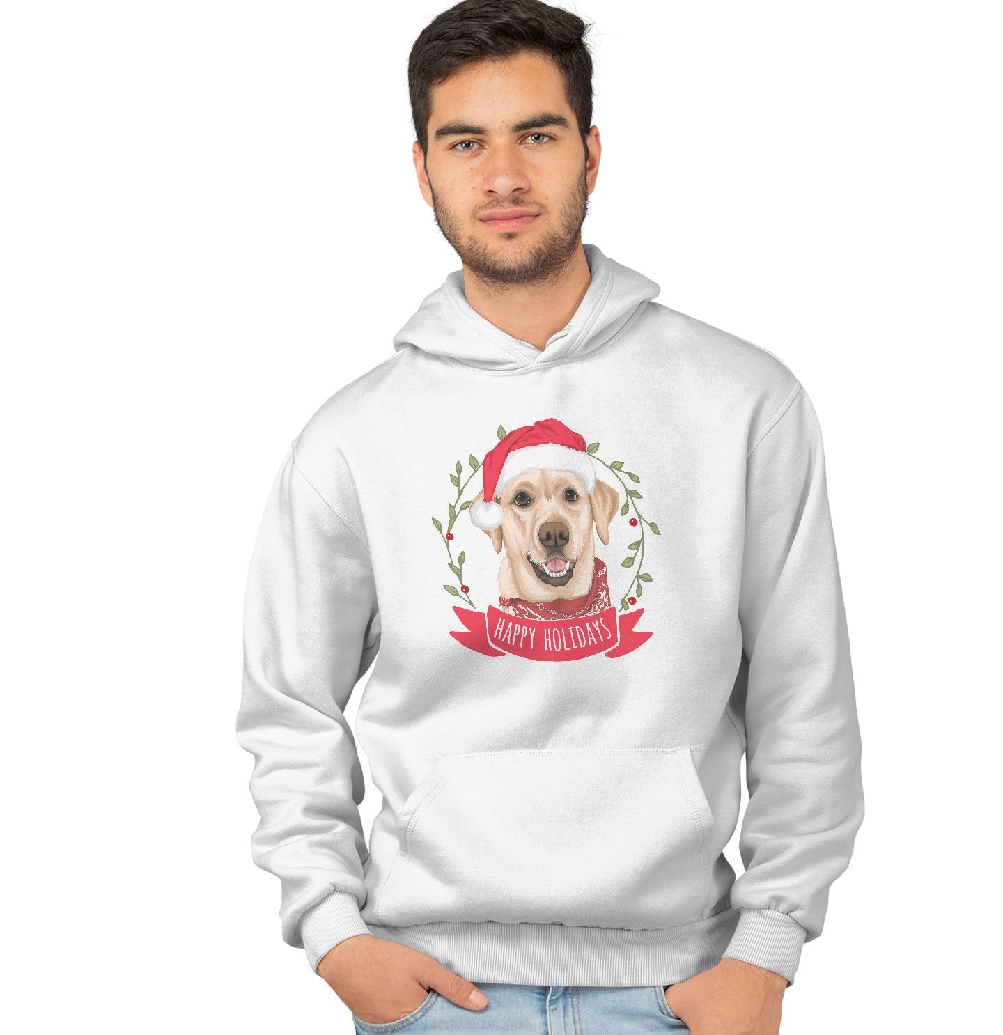 Happy Holidays Yellow Labrador | Xmas Apparel | Sweatshirt