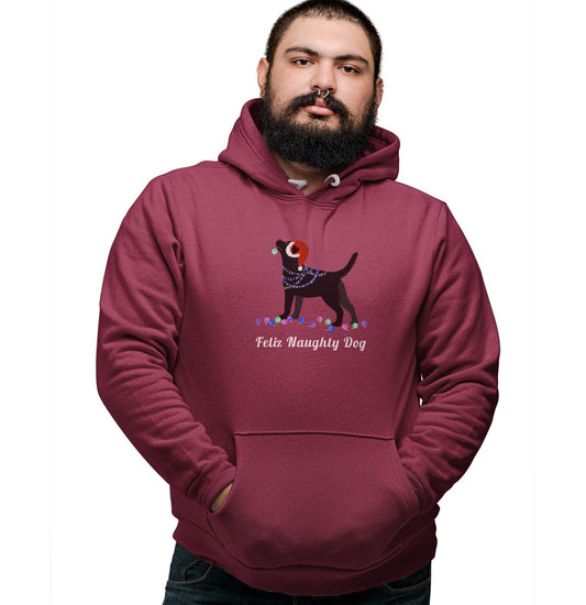 Feliz Naughty Dog Black Lab - Adult Unisex Hoodie Sweatshirt