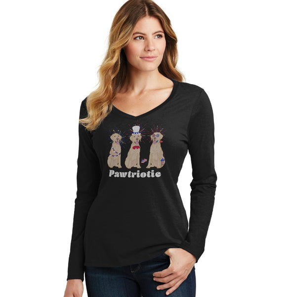 Patriotic 4th of July Yellow Labs | Ladies' V-Neck Long Sleeve Shirt