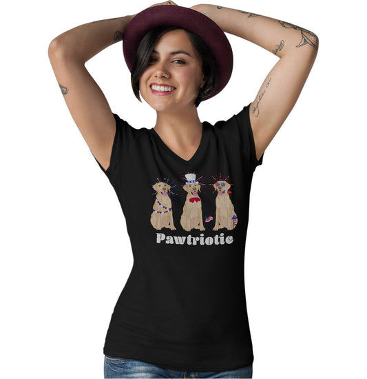 Patriotic 4th of July Yellow Labs | Ladies' V-Neck Shirt