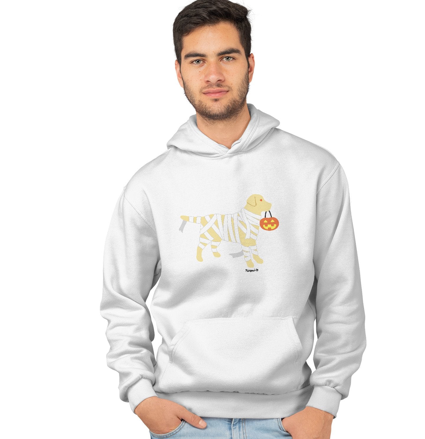 Yellow Lab Mummy Trick or Treater - Adult Unisex Hoodie Sweatshirt