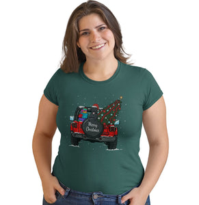 Labradors.com - Christmas Jeep Black Lab - Women's Fitted T-Shirt