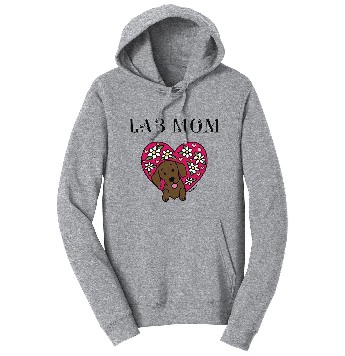 Animal Pride - Flower Heart Chocolate Lab Mom - Adult Unisex Hoodie Sweatshirt