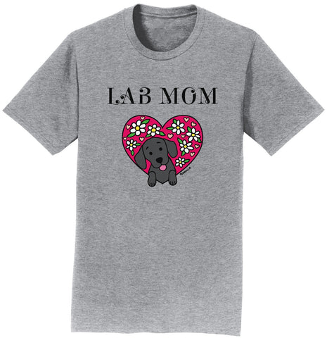 Animal Pride - Flower Heart Black Lab Mom - Adult Unisex T-Shirt