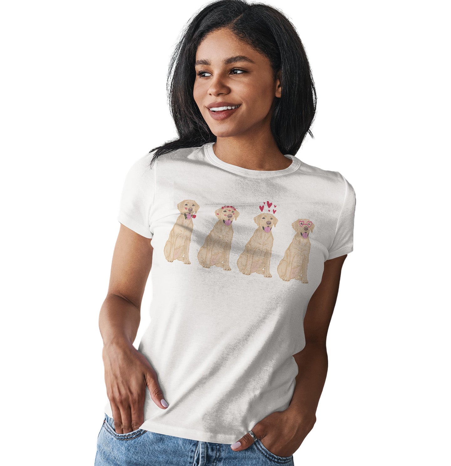 Yellow Lab Love Line Up - Women's Fitted T-Shirt