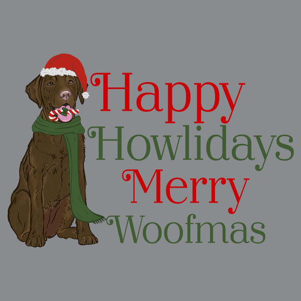 Merry Woofmas Chocolate Lab - Adult Unisex Crewneck Sweatshirt