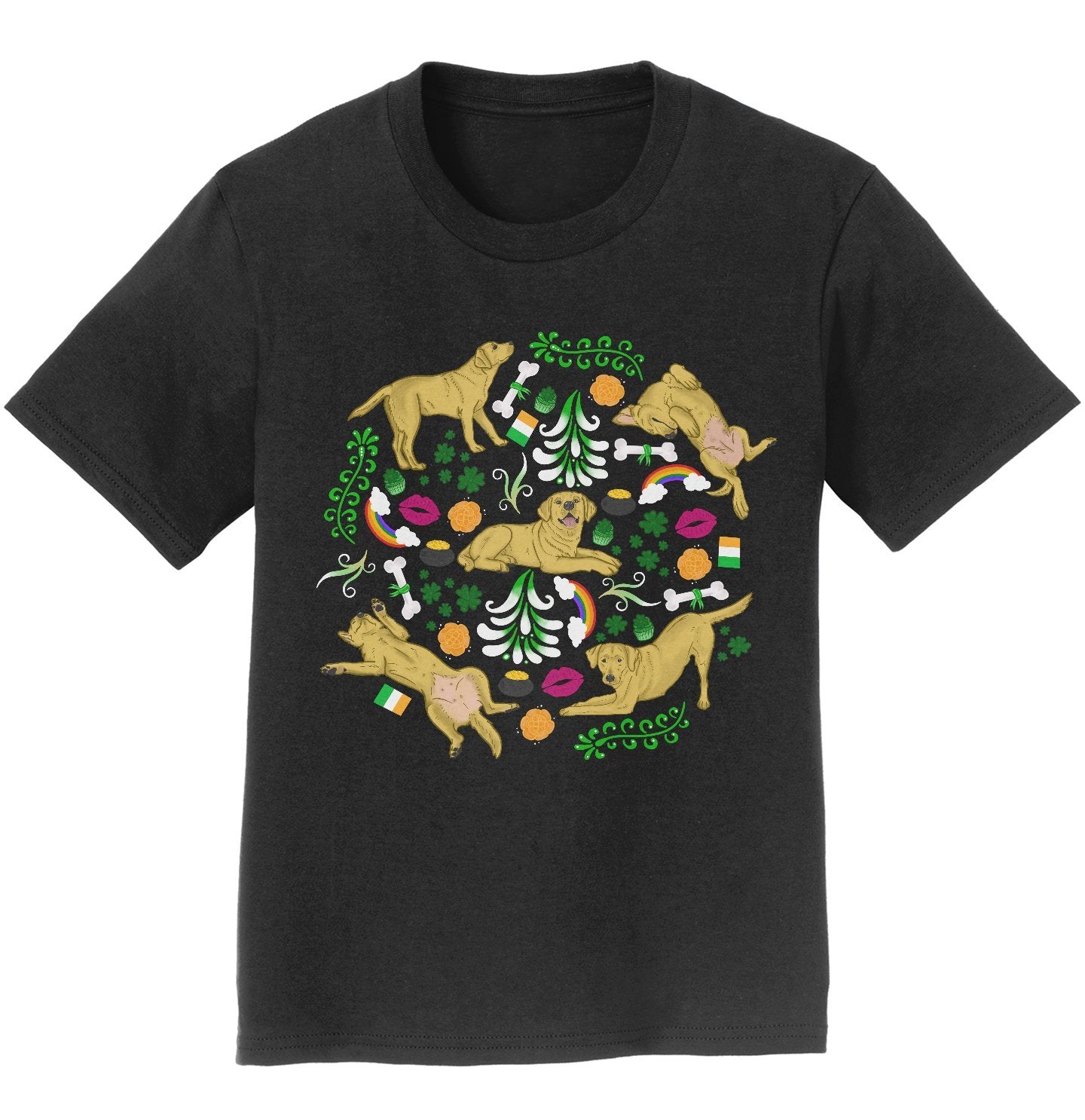 Yellow Labrador Green Fleur Design - Kids' Unisex T-Shirt