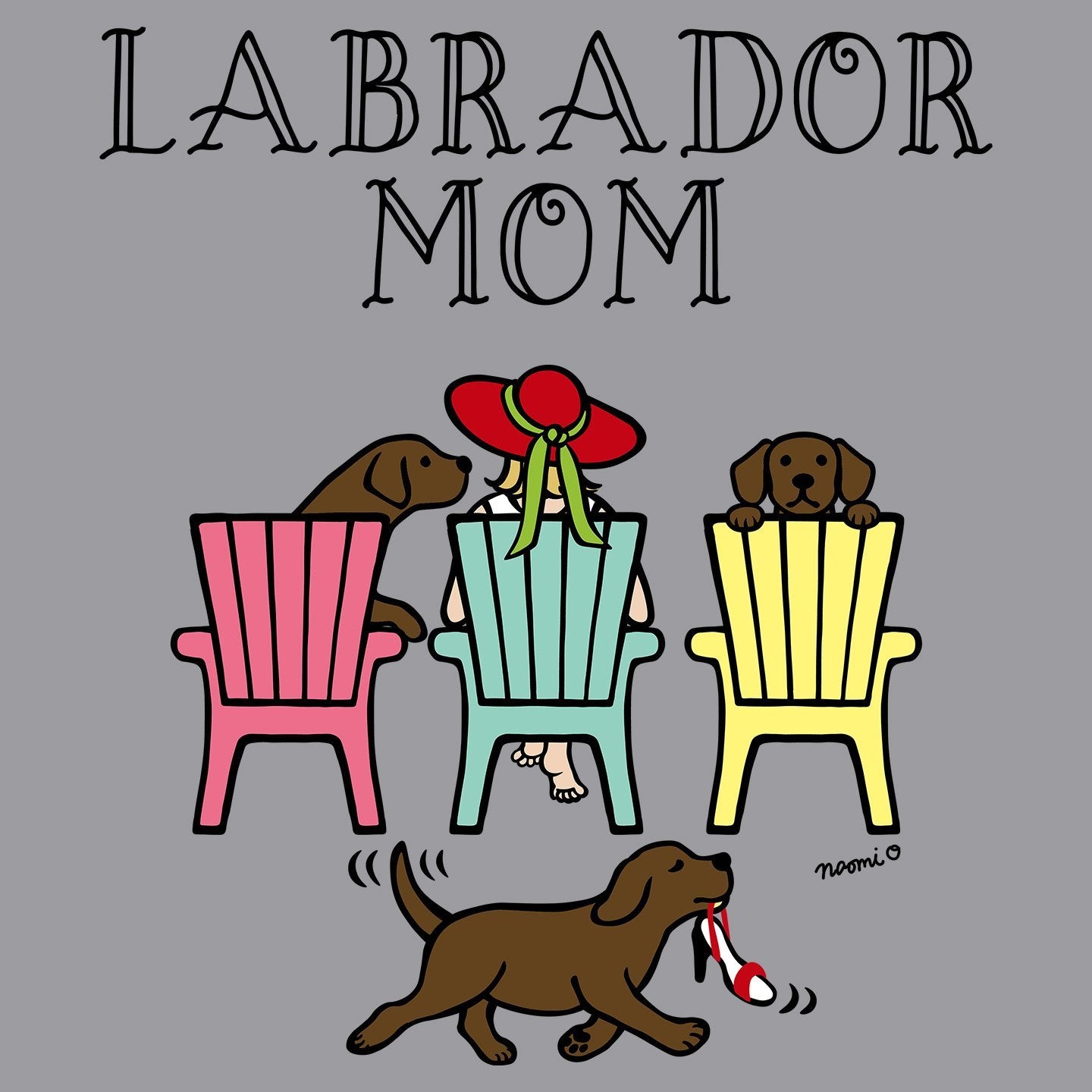 Chocolate Labrador Dog Mom - Deck Chairs Design - Women's Fitted T-Shirt