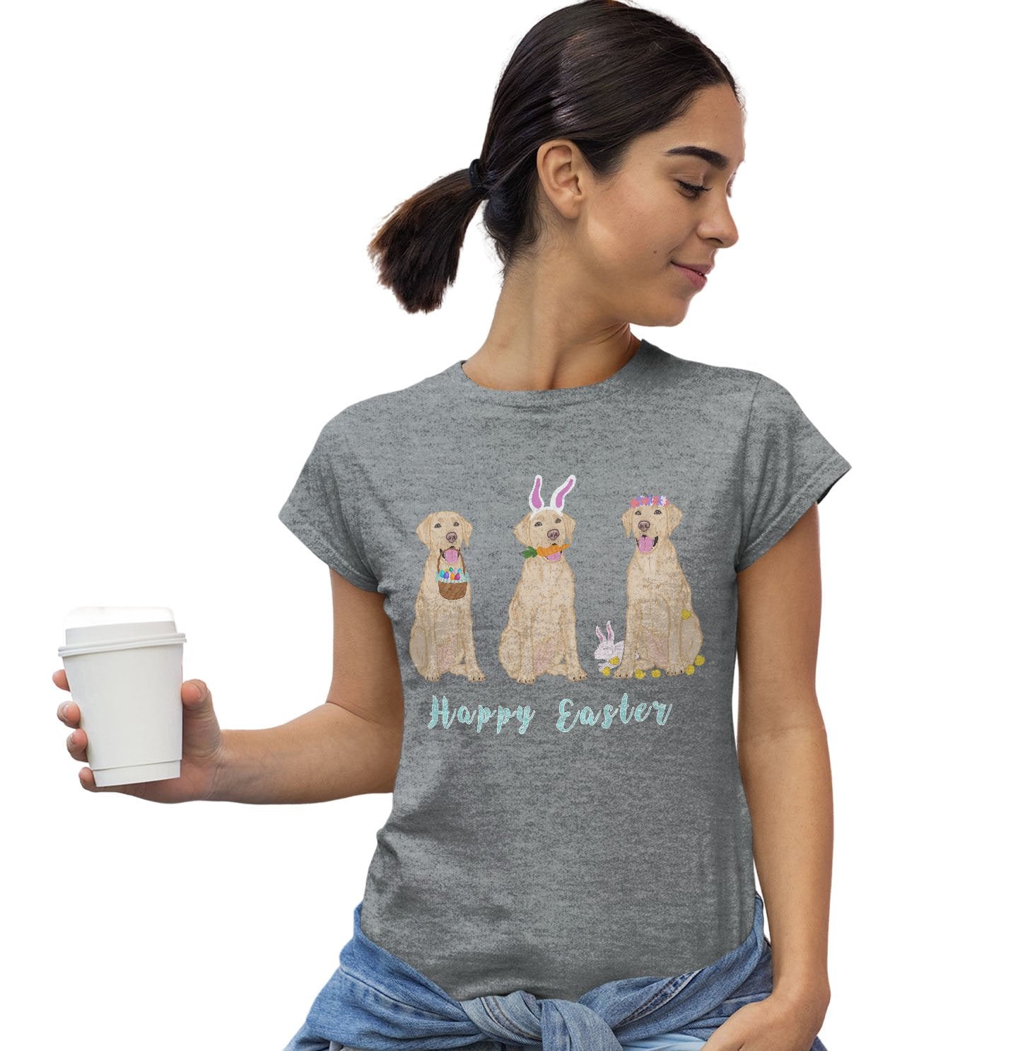 Easter Yellow Labrador Line Up - Women's Fitted T-Shirt