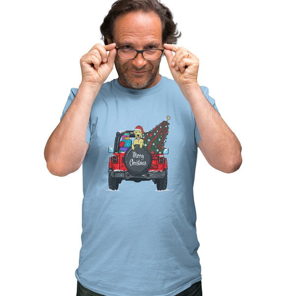 Christmas Jeep Yellow Lab - Adult Unisex T-Shirt