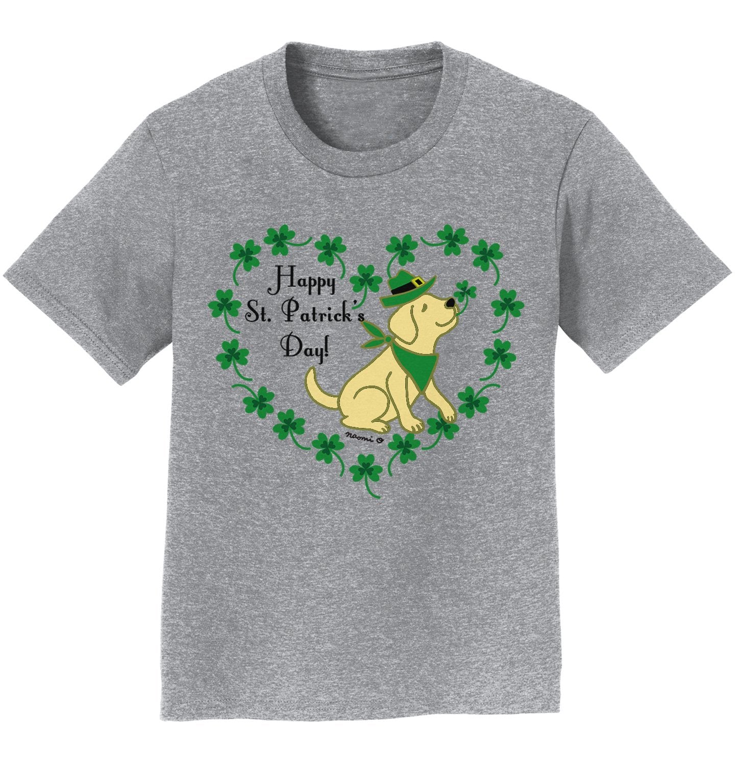 St. Patrick's Day Clover Heart Yellow Lab - Kids' Unisex T-Shirt