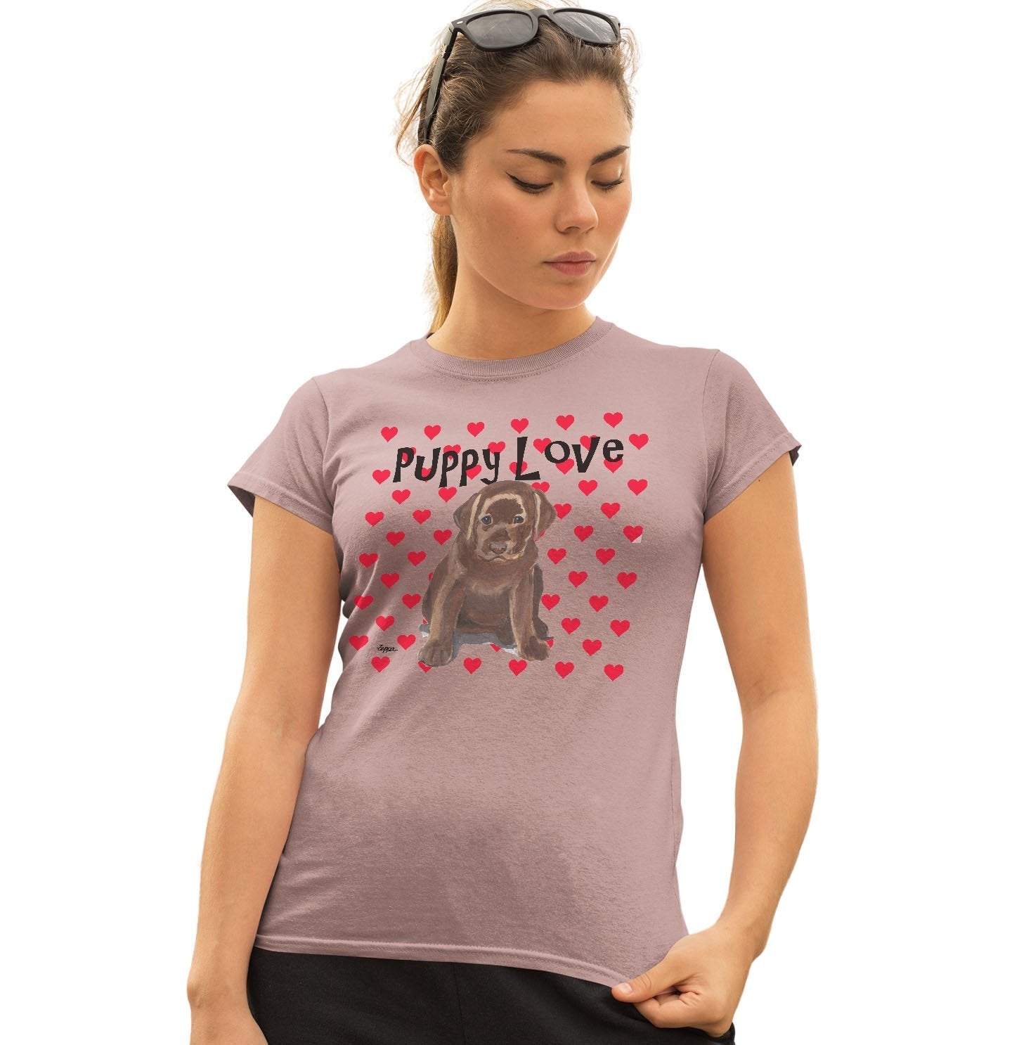 Chocolate Lab Puppy Love - Women's Fitted T-Shirt