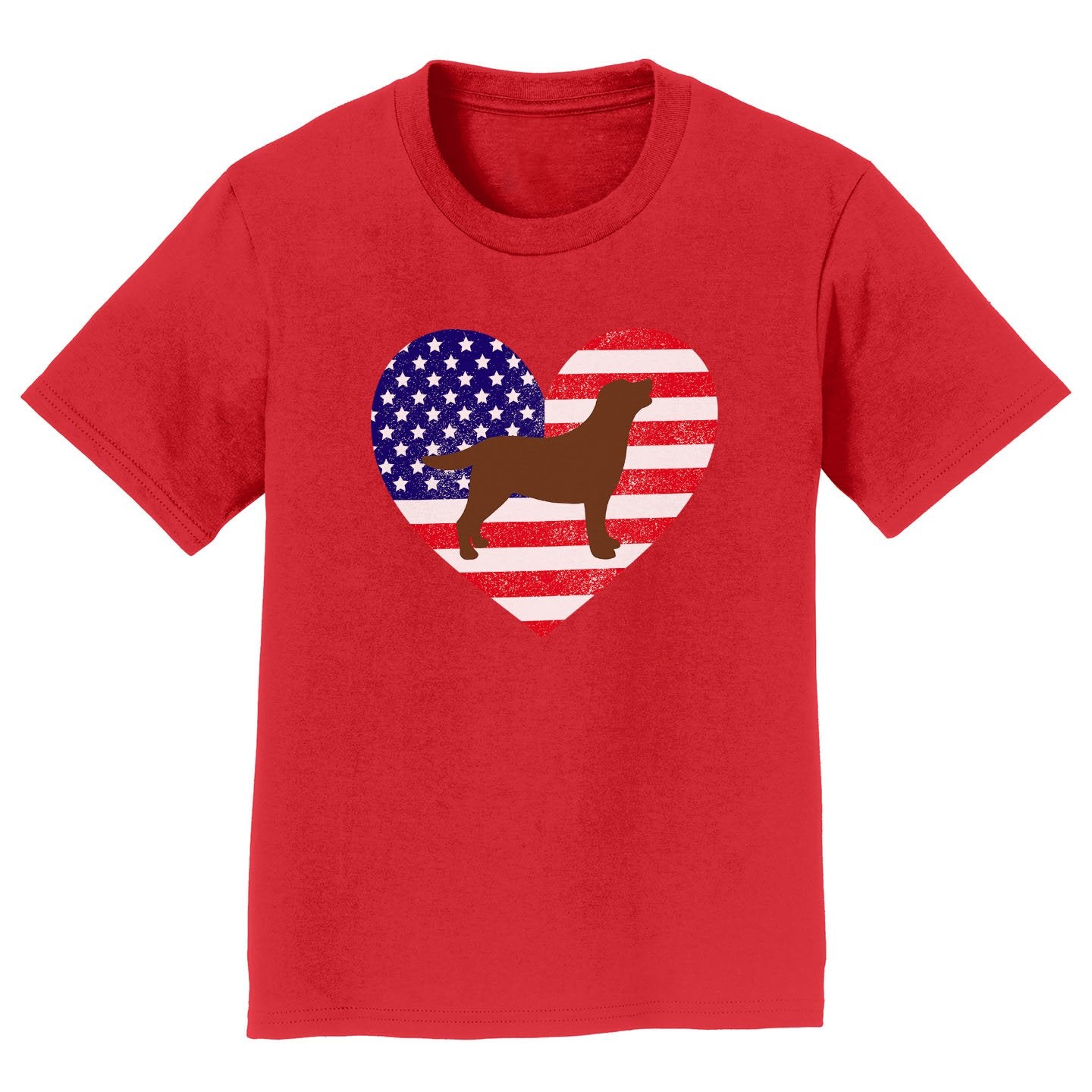 USA Flag Chocolate Lab Silhouette - Kids' Tee Shirt