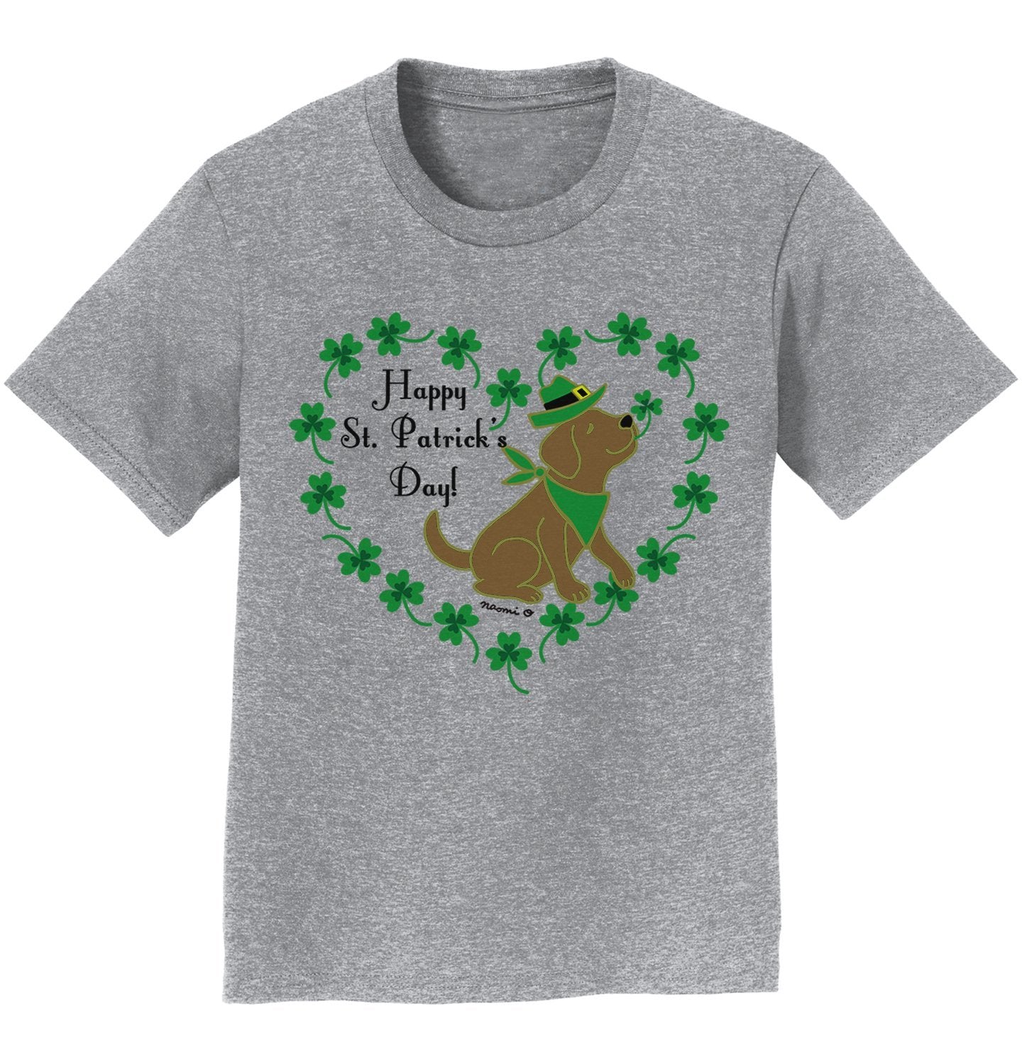 St. Patrick's Day Clover Heart Chocolate Lab - Kids' Unisex T-Shirt