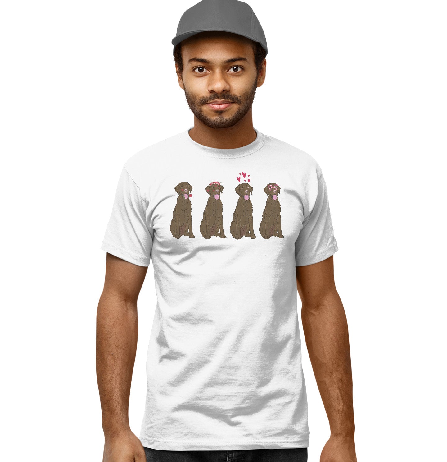 Chocolate Lab Love Line Up - Adult Unisex T-Shirt
