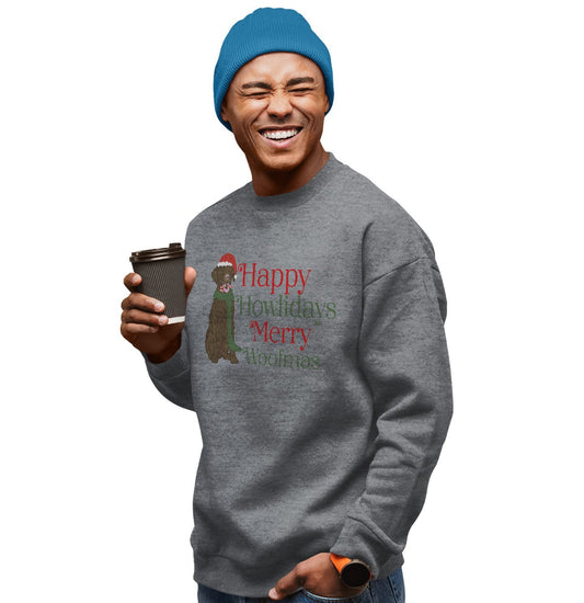 Labradors.com - Merry Woofmas Chocolate Lab - Adult Unisex Crewneck Sweatshirt