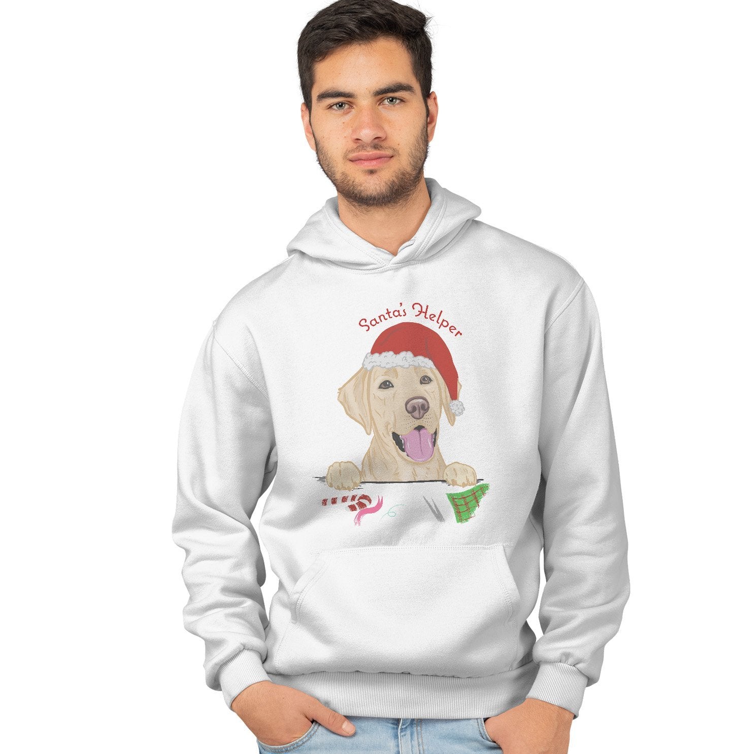 Labradors.com - Santa Helper Yellow Lab - Adult Unisex Hoodie Sweatshirt