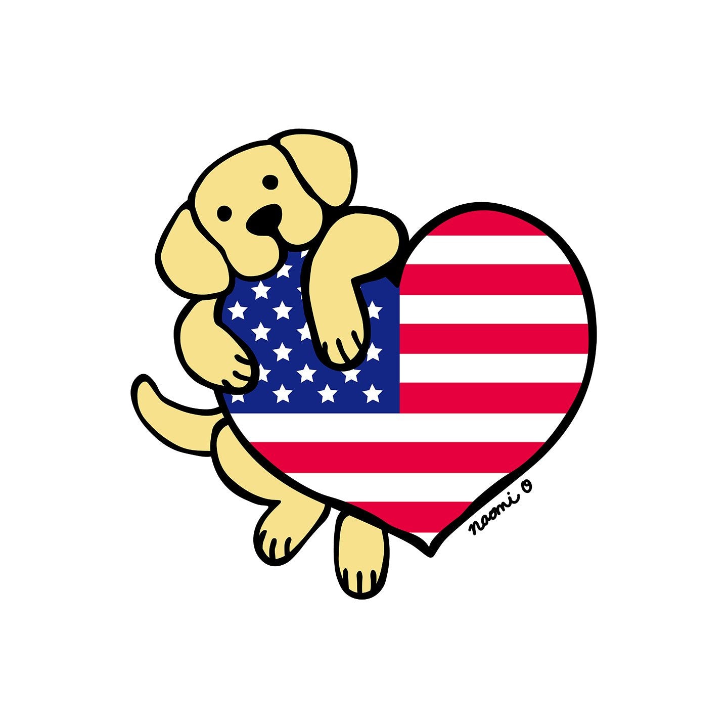 Yellow Lab USA Flag Heart Left Chest - Adult Unisex T-Shirt