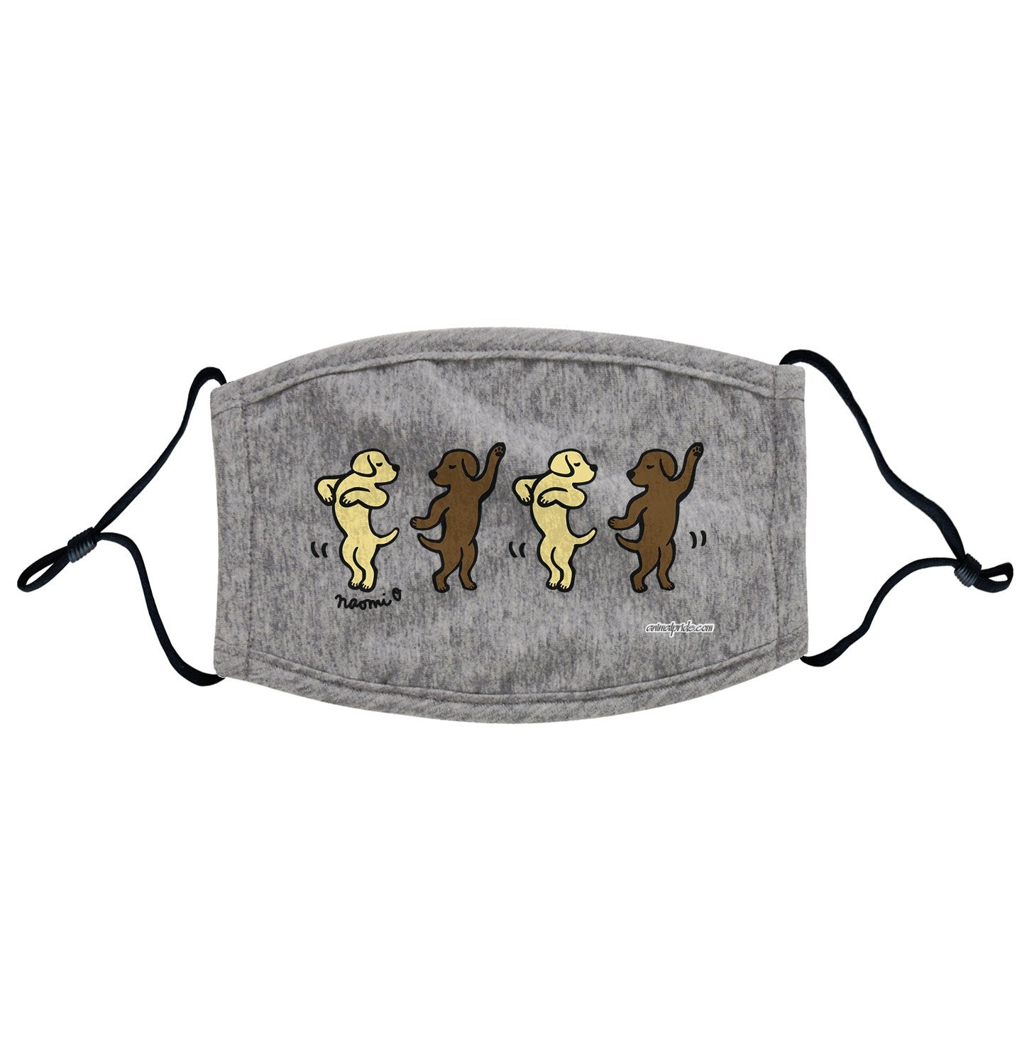 Dancing Yellow and Chocolate Labs - Adjustable Face Mask, Breathable, Reusable, Printed in USA