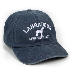 Labradors.com - Labradors Live With Joy (On Navy) - Pigment Dyed Hat