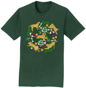 Yellow Labrador Green Fleur Design - Adult Unisex T-Shirt