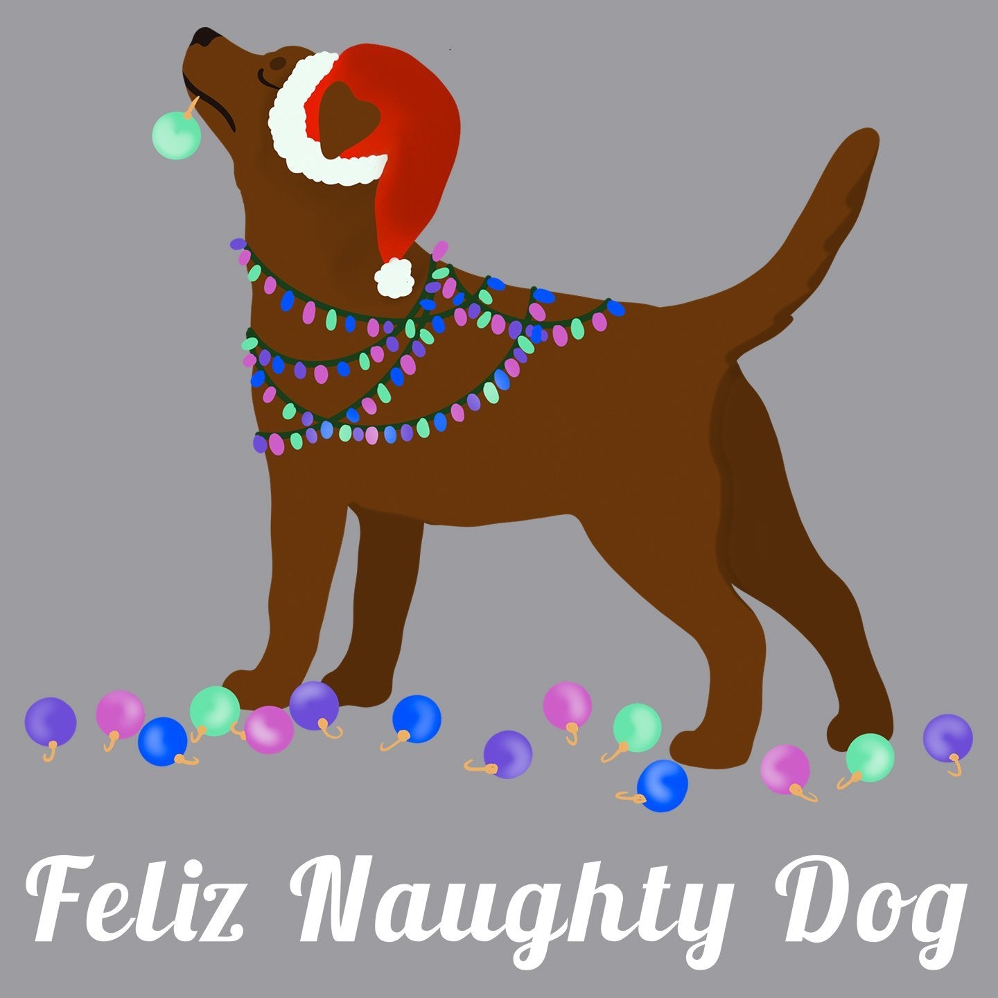 Feliz Naughty Dog Chocolate Lab - Adult Unisex Long Sleeve T-Shirt