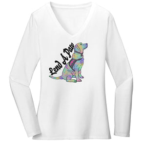 Animal Pride - Lend a Paw Labrador Retriever - Women's V-Neck Long Sleeve T-Shirt