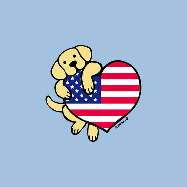 Yellow Lab USA Flag Heart Left Chest - Women's Fitted T-Shirt