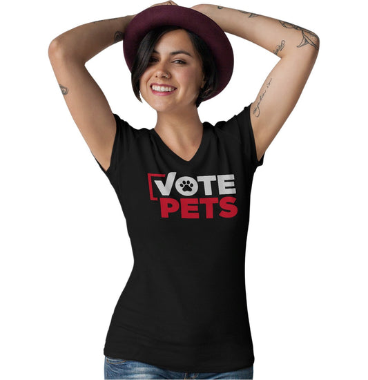 Vote Pets Stacked Logo - Women's V-Neck T-Shirt