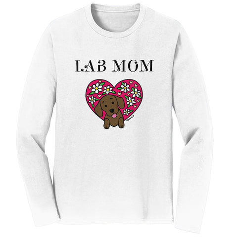 Animal Pride - Flower Heart Chocolate Lab Mom - Adult Unisex Long Sleeve T-Shirt