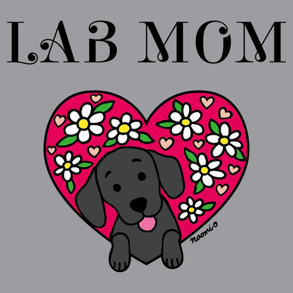 Flower Heart Black Lab Mom - Adult Unisex Hoodie Sweatshirt